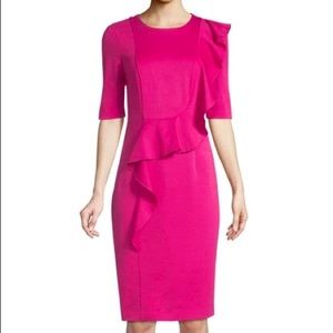 EUC Magenta Trina Turk Frolic Ruffled Sheath Dress